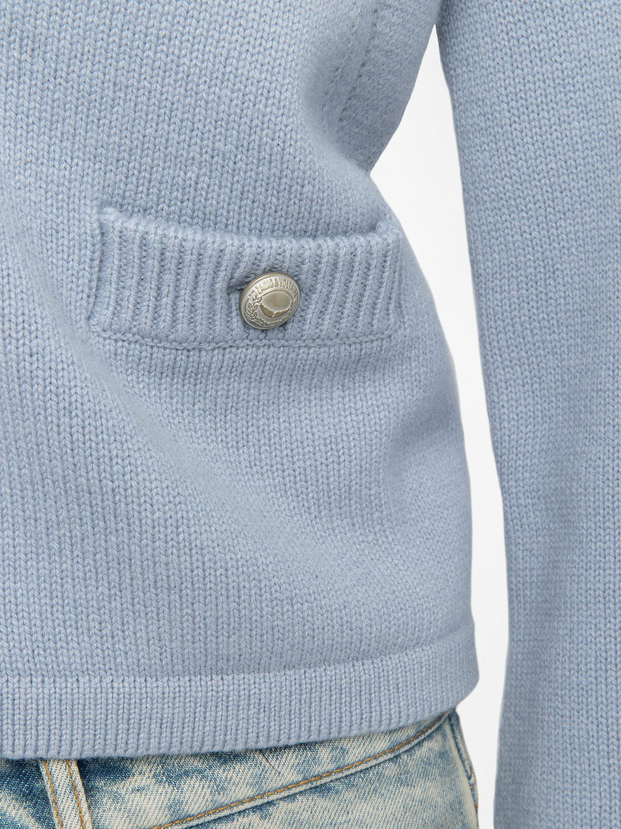 Nolly Cashmere Cardigan - Button-up V-neck cardigan with patch pockets on the front.